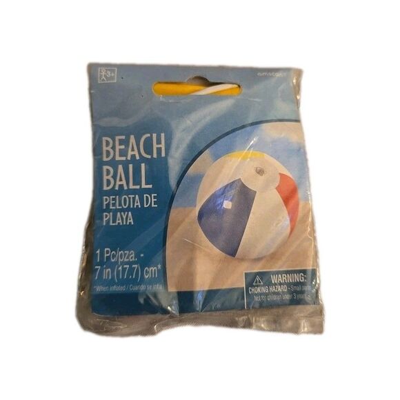 SWIMMING POOL BEACH BALL 7" INFLATABLE RAINBOW  Amscan Ages 3+  Fun Time In Pool - Picture 1 of 2